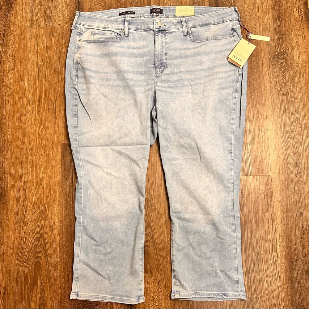 NYDJ‎ Marilyn Straight Leg Light Wash Lift Tuck Jeans 24W NWT Stretch Plus